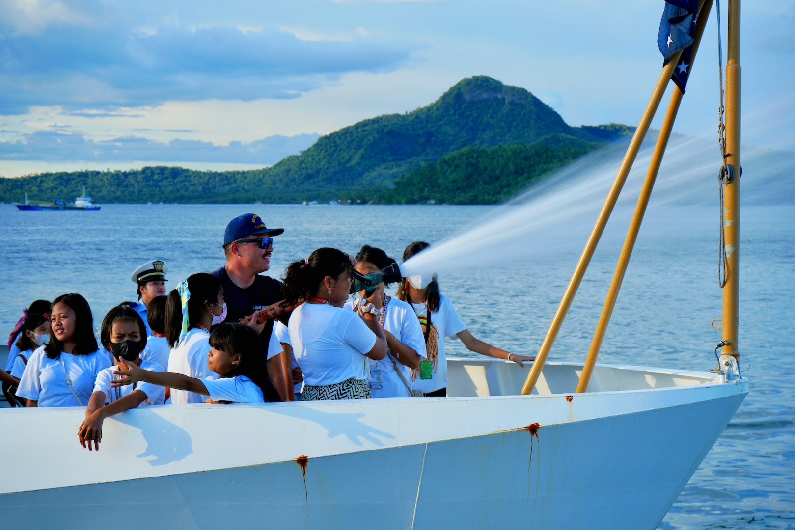 The USCGC Frederick Hatch (WPC 1143) crew hosts students in Tacloban, Philippines, on Oct. 20, 2023. The crew successfully concluded a routine 47-day expeditionary patrol covering more than 8,200 nautical miles under Operation Blue Pacific, returning to Guam on Thanksgiving, distinguished by a series of historic and strategic engagements across the Western Pacific and Oceania. The Frederick Hatch is the 43rd 154-foot Sentinel-class fast response cutter named for a surfman and lighthouse keeper who was a two-time Gold Life Saving Medal recipient. They regularly patrol Oceania, fostering international cooperation and supporting maritime safety, security, and stewardship. (U.S Coast Guard photo)