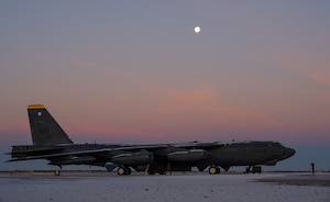 A B-52H Stratofortress, assigned to the 69th Bomb Squadron, sits on the flight line at Minot Air Force Base, North Dakota, Nov. 28, 2023. The B-52H has served the strategic bomber force for over 60 years. (U.S. Air Force photo by Airman 1st Class Alyssa Bankston)