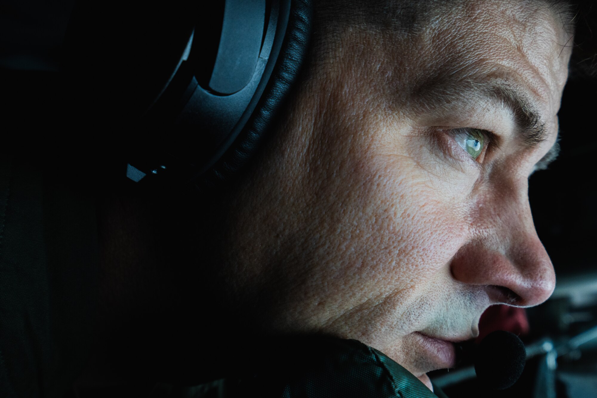U.S. Air Force Staff Sgt. Robert Huesgen, 63rd Air Refueling Squadron boom operator, performs aerial refueling duties over the Southeastern United States, Nov. 28, 2023.U.S. Air Force Staff Sgt. Robert Huesgen, 63rd Air Refueling Squadron boom operator, performs aerial refueling duties over the Southeastern United States, Nov. 28, 2023.