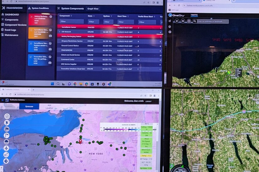 A large computer screen shows multiple images.