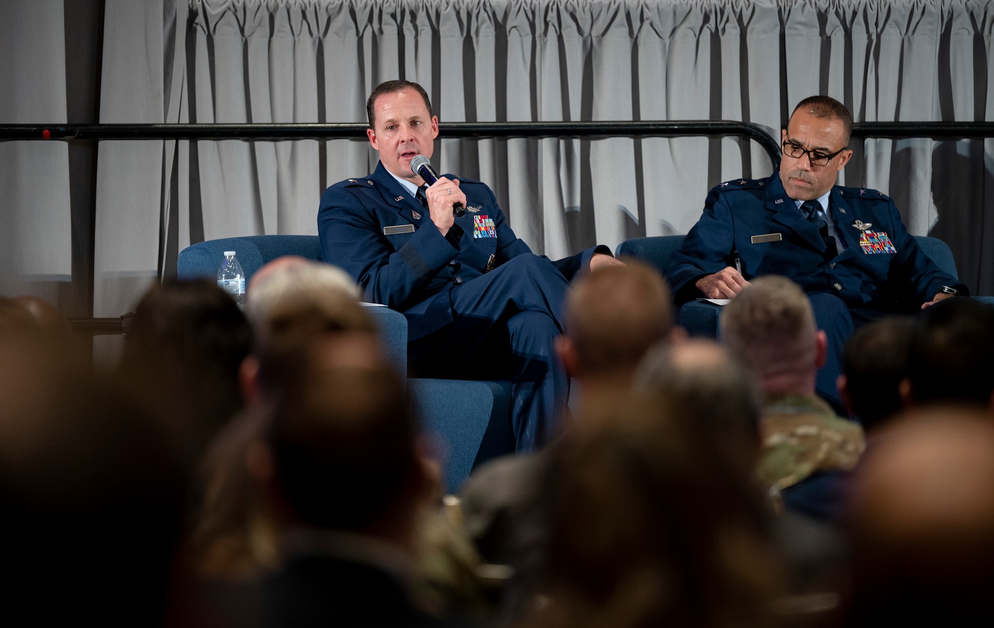 U.S. Space Force Brig. Gen. Todd Moore, Deputy Commander of Space Training and Readiness Command, delivers featured remarks during a Department of the Air Force General Officer panel discussion at the 2023 Interservice/Industry Training, Simulation and Education Conference in Orlando, Florida, Nov. 28, 2023.