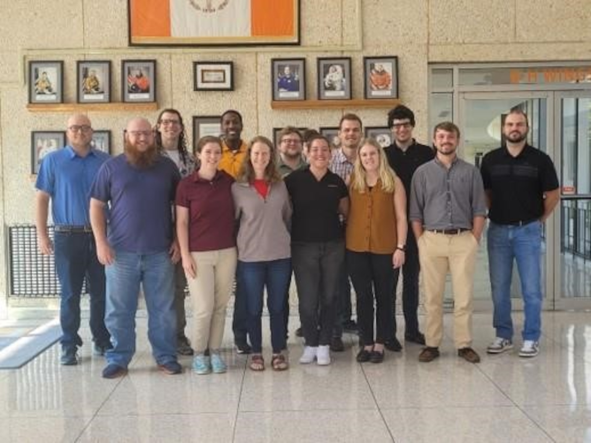 Members of the Arnold Engineering Development Complex 717th Test Squadron team at Arnold Air Force Base, Tenn., headquarters of AEDC, pause for a photo in August while receiving training on Numerical Propulsion System Simulation. NPSS is software that allows engineers to model complex thermodynamic processes and is used in all phases of testing. Pictured from left are Byron Harrington, John Staples, Joe Bedell, Erin Sanders, Jeremy Morris, Jillian Leet, Lewis Pumpelly, Rhonwen Gavagni, Brian Dunn, Natalie Shaffer, George Kwally, Zachary Morgan and Grant Santilli. (Courtesy photo)