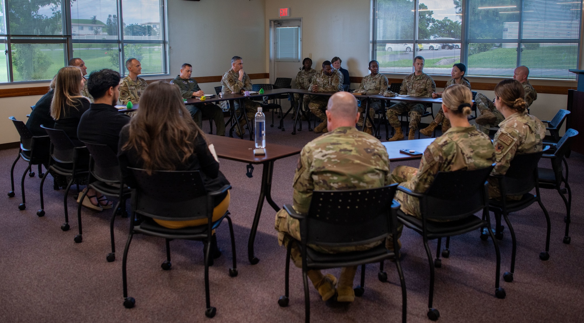 A group sits at a table.