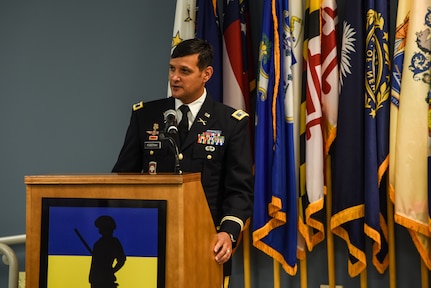 Ten officer candidates enrolled in the Virginia Army National Guard’s Officer Candidate School receive their commissions Sept. 17, 2023, at a ceremony held at Fort Barfoot, Virginia. The candidates were part of the traditional OCS Class 65, as well as accelerated Classes 66A and 66B. During the ceremony, they took the oath of office, and were then pinned with second lieutenant rank by family and friends. Col. Kurt K. Kobernik, commander of the 183rd Regiment, Regional Training Institute, served as the guest speaker for the event, while the 29th Division Band provided musical accompaniment. (U.S. Army National Guard photo by Sgt. 1st Class Terra C. Gatti)