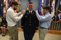 Ten officer candidates enrolled in the Virginia Army National Guard’s Officer Candidate School receive their commissions Sept. 17, 2023, at a ceremony held at Fort Barfoot, Virginia. The candidates were part of the traditional OCS Class 65, as well as accelerated Classes 66A and 66B. During the ceremony, they took the oath of office, and were then pinned with second lieutenant rank by family and friends. Col. Kurt K. Kobernik, commander of the 183rd Regiment, Regional Training Institute, served as the guest speaker for the event, while the 29th Division Band provided musical accompaniment. (U.S. Army National Guard photo by Sgt. 1st Class Terra C. Gatti)