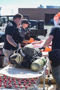 Members of the Utah Air National Guard and the Utah National Guard's Weapons of Mass Destruction Civil Support Team train together at Roland R. Wright Air National Guard Base in Salt Lake City Sept. 20.