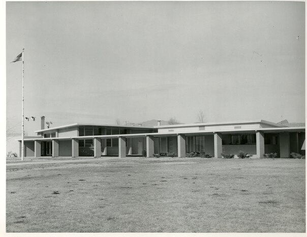 Main entrance to the school, from the Southeast looking Northwest, undated.