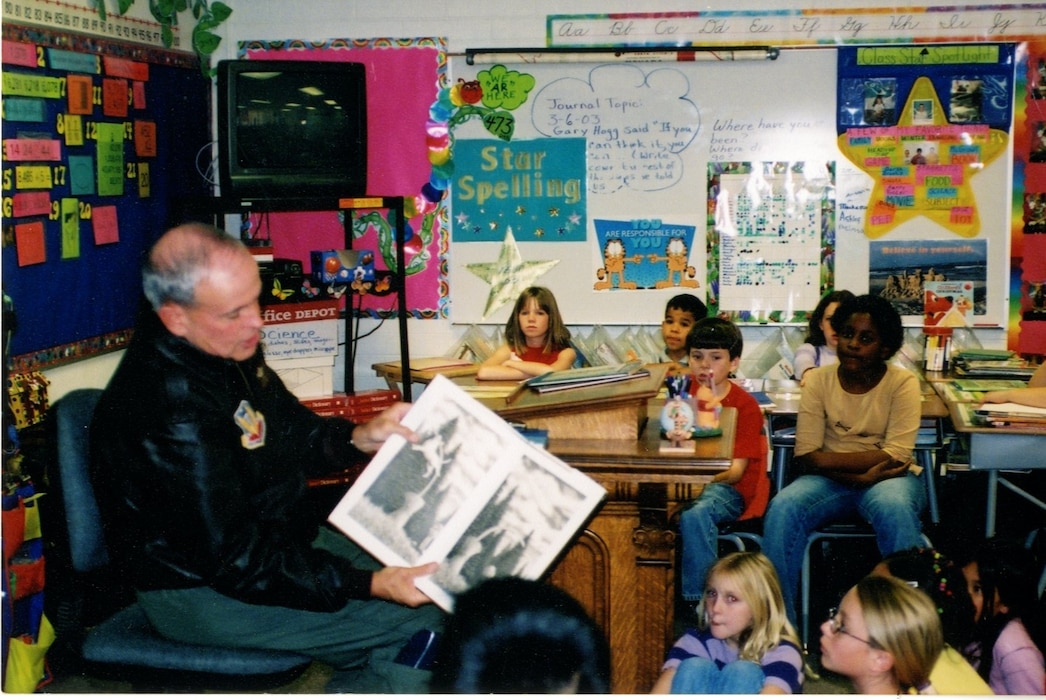 Nellis AFB leadership reading to a class, 30 January 94.