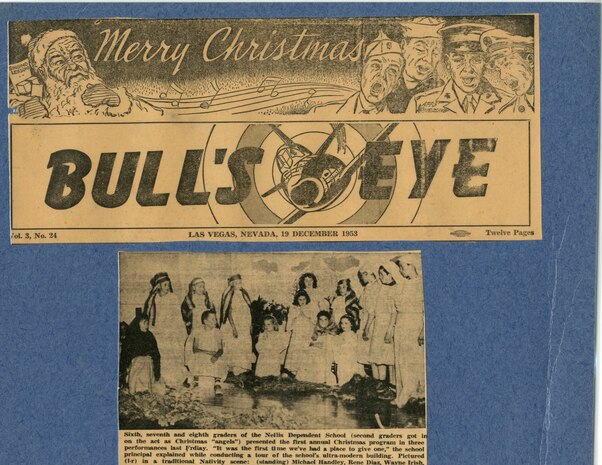 Bull’s Eye newsletter from December 1953 showing the students putting on a Christmas play.
