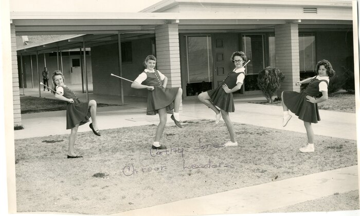 Student cheerleaders in 1961.