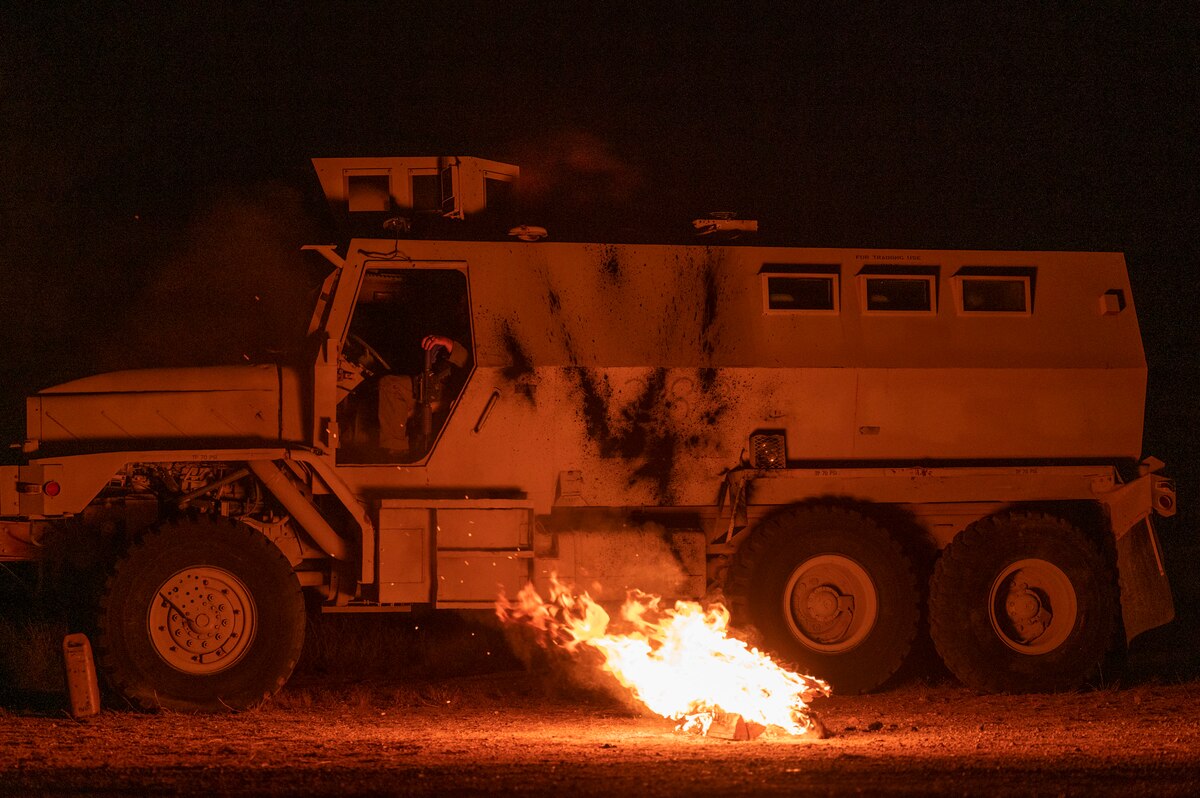 A U.S. Airman, acting as a simulated casualty, waits for a 68th Rescue Squadron exercise to begin during the Combat Leader Course at Davis-Monthan Air Force Base, Ariz., Aug. 24, 2023. The simulated casualties were played by volunteers from DM and members of the Air Force’s delayed entry program. (U.S. Air Force photo by Airman 1st Class Devlin Bishop)