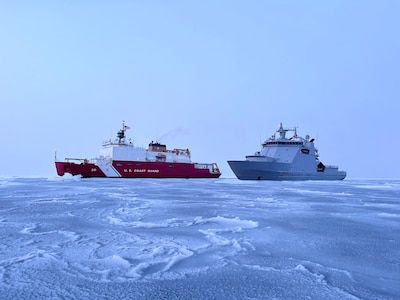 CGC Healy & Norwegian CG Vessel Svalbard in Barents Sea