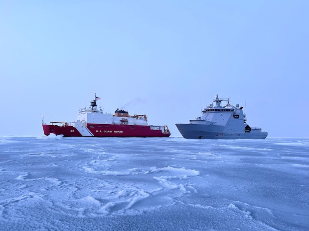 CGC Healy & Norwegian CG Vessel Svalbard in Barents Sea