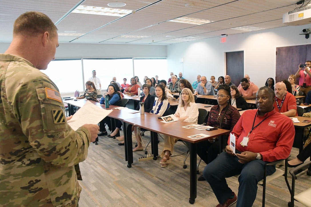 The U.S. Army Corps of Engineers Jacksonville District celebrated Hispanic Americans Oct. 3 with a luncheon and presentation by guest speaker Alejandra Amegin, founder of the  Jax Natural Healing, Vive Yoga Studio.
