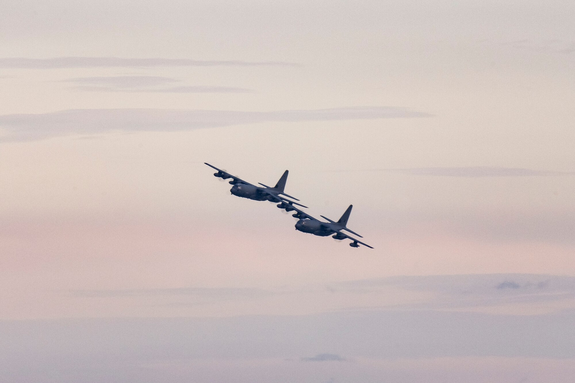 Two MC-130J Commando II aircraft from the 1st Special Operations Wing take off from Hurlburt Field, Florida, Jul. 6, 2023. The 1st Special Operation Wing, especially postured for rapid intervention in any crisis or conflict, launched two MC-130Js in support of U.S. Southern Command to enhance collective readiness, capability and contribute to regional security in the Western Hemisphere