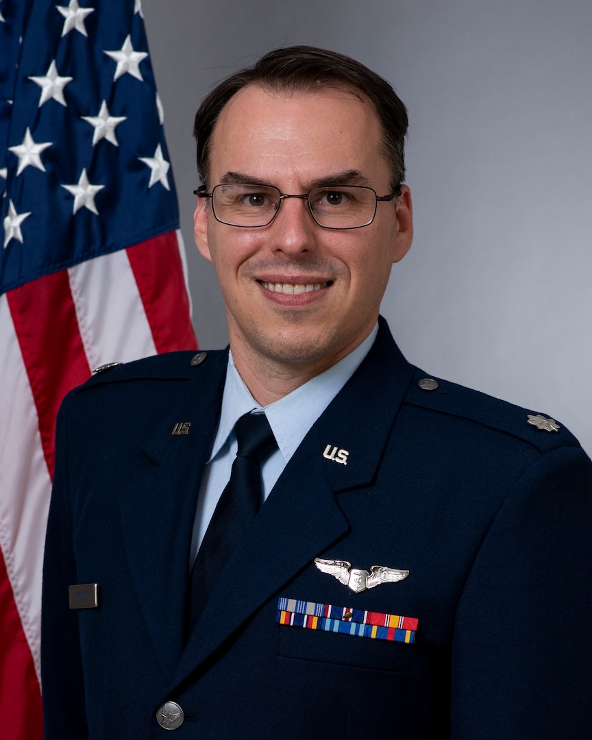 Lt. Col. (Dr.) Adam Willis, Defense Advanced Research Projects Agency program manager, poses for an official photo. As the DARPA program manager, Willis will focus on the challenges of casualty care within the near-pear environment, biomechanics of brain injury, neuroergonomics of operational tasks, and more. (U.S. Air Force photo)