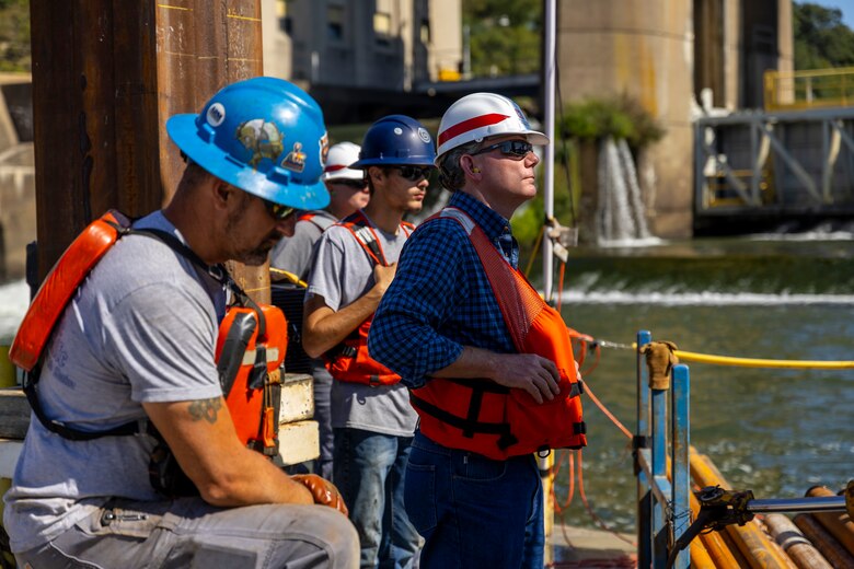 Pittsburgh District geotechnical engineers and geologists study subsurface terrain to assess bedrock for construction projects. A marine drilling crew has been working at Emsworth Locks and Dams since July to drill more than 50 boreholes. The geotechnical team will send samples to a lab to identify the bedrock hardness, strength and permeability for construction. The district plans on constructing a newer, larger lock chamber at Emsworth as part of the Upper Ohio Navigation Project.