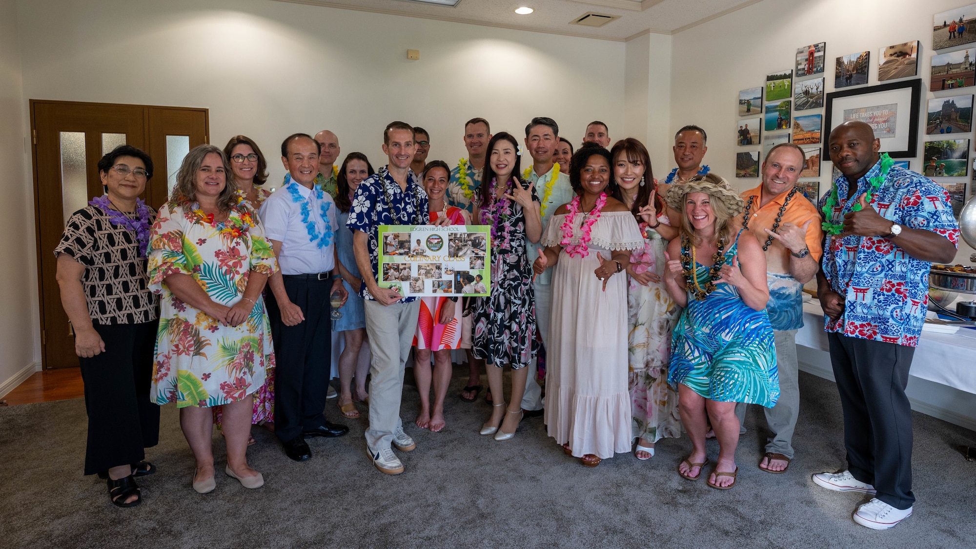 U.S. Air Force Col. Michael Richard, 35th Fighter Wing commander, alongside members of Team Misawa and local Japanese officials pose together after a garden party at Misawa Air Base, Japan, Sept. 24, 2023.