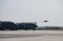 Airmen are welcomed home from deployment by family and friends on the flight line