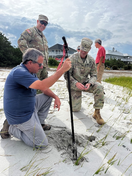 COL Morgan and MAJ Porter at Figure 8 Island with our regulatory team demonstrating the wetland identification process