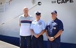 (R-L) Chief Petty Officer Jason Kuzik, the Recruiter in Charge of Recruiting Office WIlmington, Senior Chief Petty Officer William Adams from the Recruiting Incident Management Team and Jason Rogers, the Marine Technology Department Chair at Cape Fear Community College meet to discuss the Coast Guard’s Lateral Entry Program. The Coast Guard teamed up with Cape Fear Community College and other technical schools to establish clear paths for graduates to enlist at advanced paygrades. (Photo courtesy of Cape Fear Community College.)