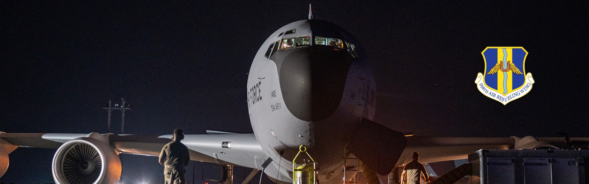 U.S. Air Force Airmen with the 914th Air Refueling Wing, NY, prepare a KC-135 Stratotanker for takeoff August 29, 2022 on the flightline at  Kadena Air Base, Japan.  The Stratotanker and crew were on a temporary deployment to support the Pacific Air Forces with refueling capabilities. (U.S. Air Force photo by Staff Sgt. Tiffany A. Emery)