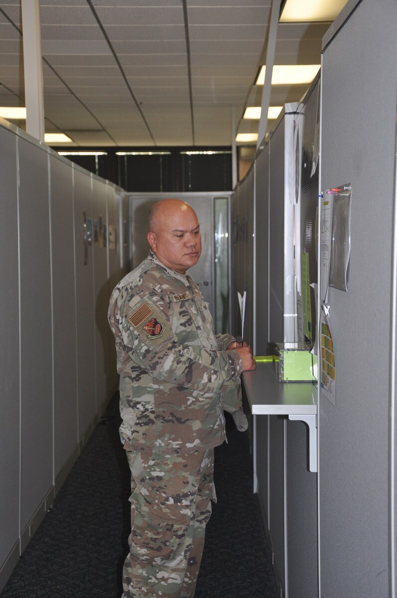 a man stands at an office