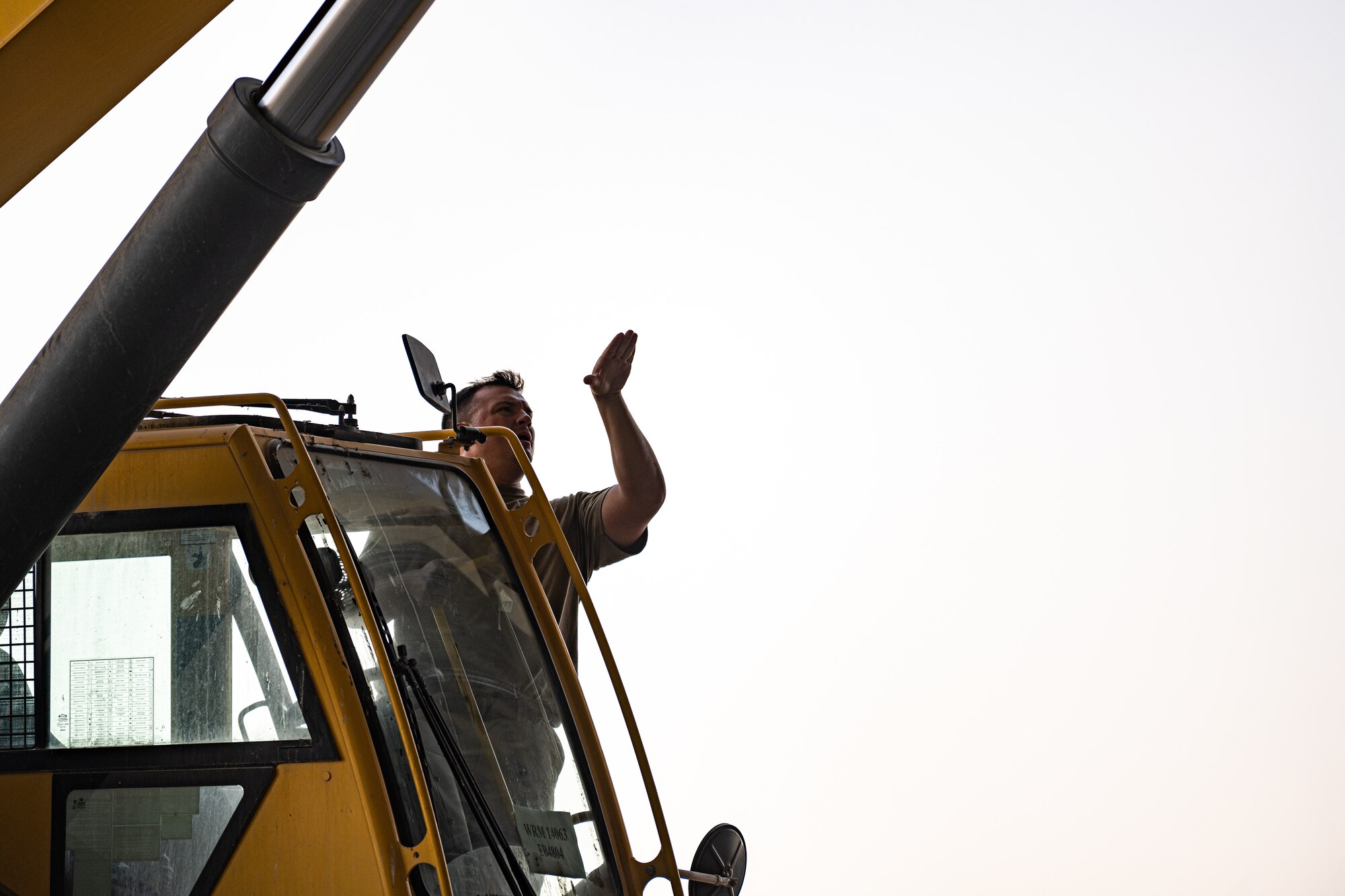 Airman operating a crane