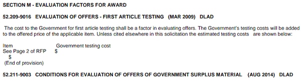 Example of Uniform Contract Format for Continuation Page's Section M - Evaluation Factors for Award. See adjacent text or context for equivalent information of image.