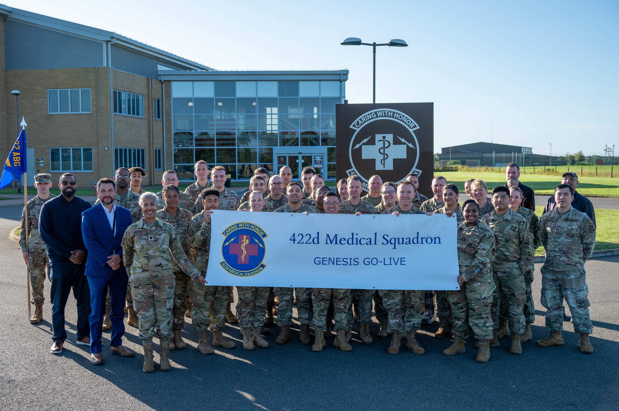 Airmen stand for a group photo.