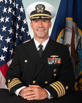 230731-N-N0443_0001 New London, Ct. (Oct. 5, 2023) Official Portraitof Capt. Eric M. Sager (U.S. Navy photo)
