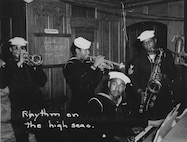 "Rhythm on the high seas" -- the band on board USS Sea Cloud performs for the crew.