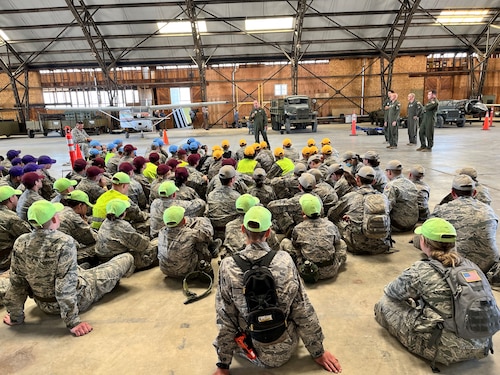 Air Force Reservists discuss Air Force careers and aviation opportunities with cadets at Wendover Field in Utah. (Courtesy photo)