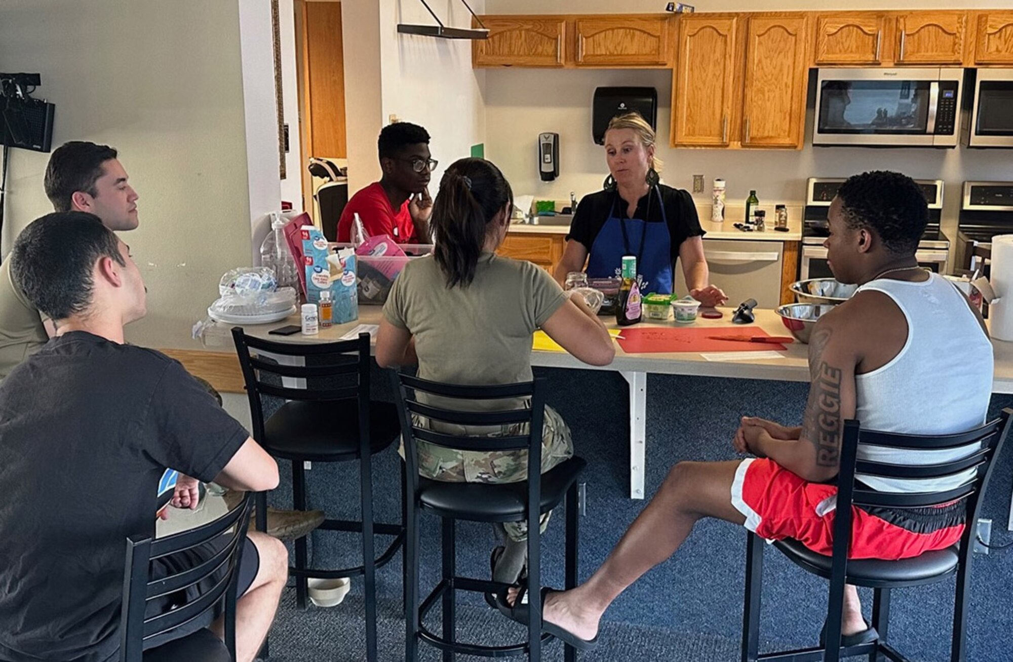 10th Medical Group Health Promotion Dietitian Erin Locke offers monthly dorm cooking demonstrations