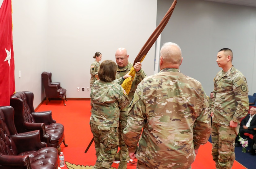 Chief Warrant Officer 5 Darren Dreher is the Pennsylvania Army National Guard’s new command chief warrant officer, taking over for Chief Warrant Officer 5 James Fontini, in a change of responsibility ceremony Oct. 5, 2023, at Fort Indiantown Gap. (U.S. Army National Guard photo by Sgt. 1st Class Zane Craig)