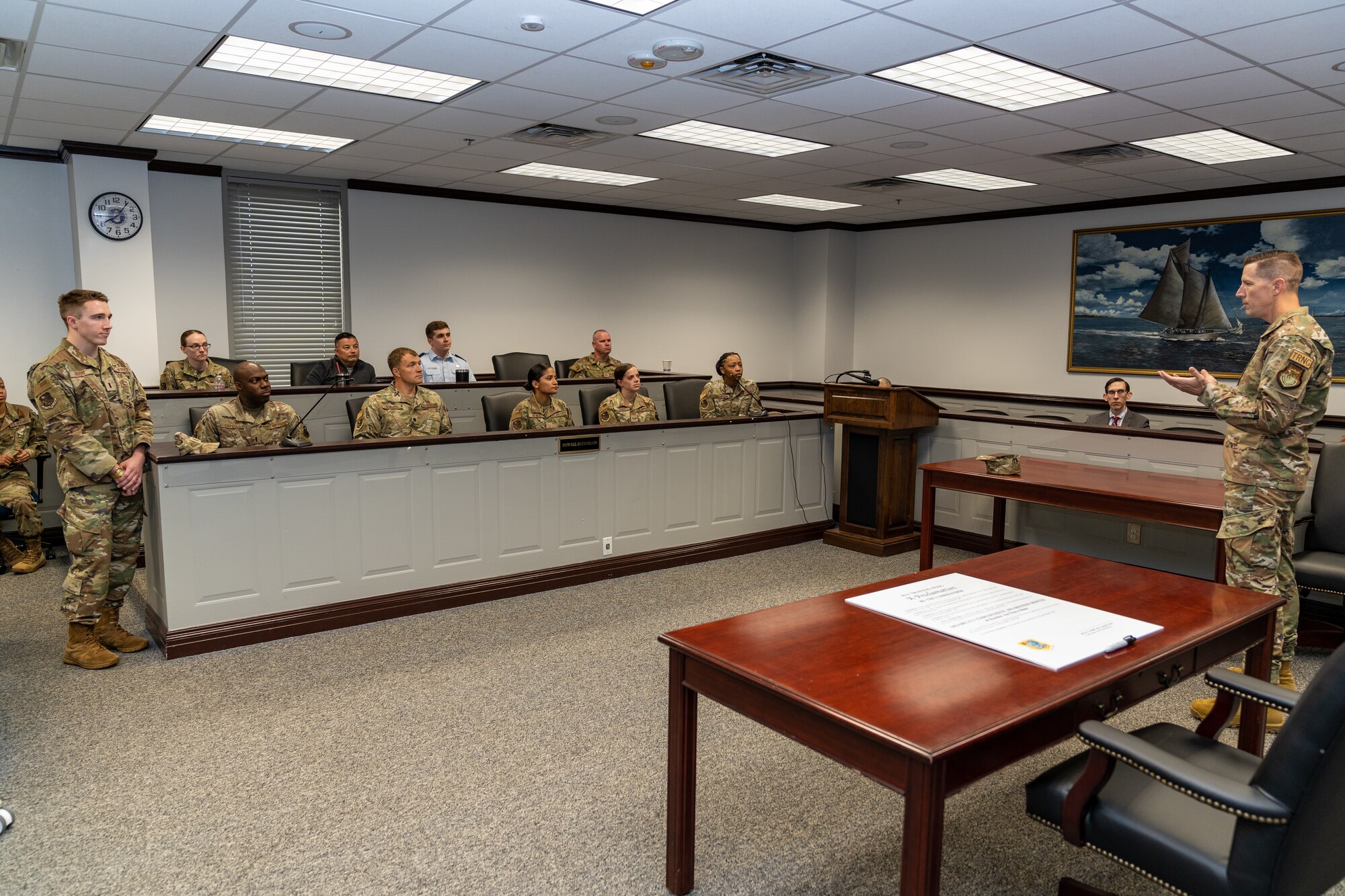 U.S. Air Force Col. Billy Pope Jr., 81st Training Wing commander, gives his opening remarks before signing the proclamation for National Disability Employment Month at Keesler Air Force Base, Mississippi, Oct. 5, 2023.