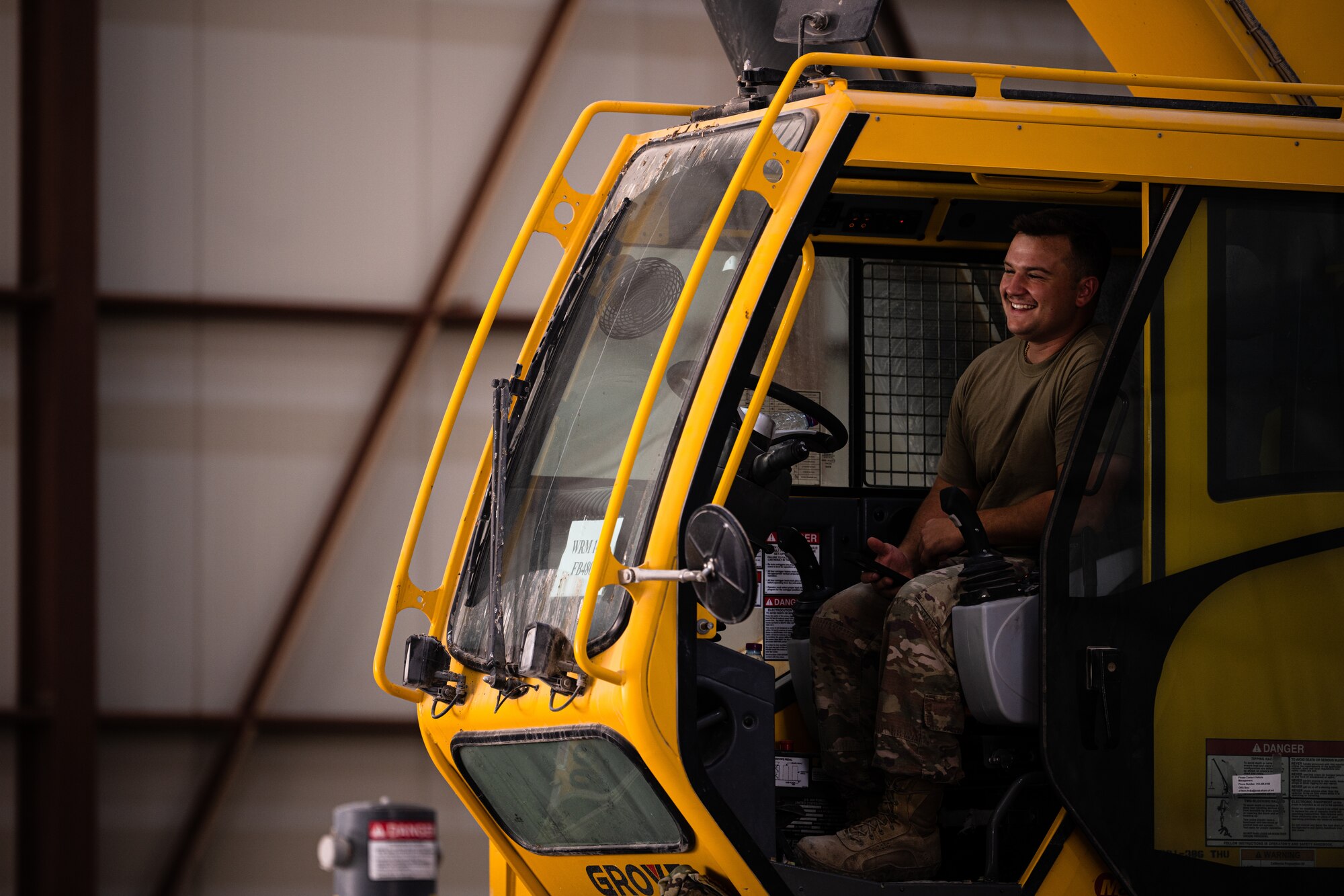 Airman operating a crane