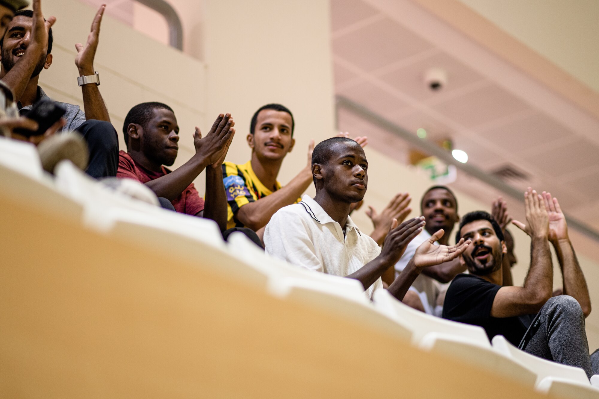 People cheering in the stands