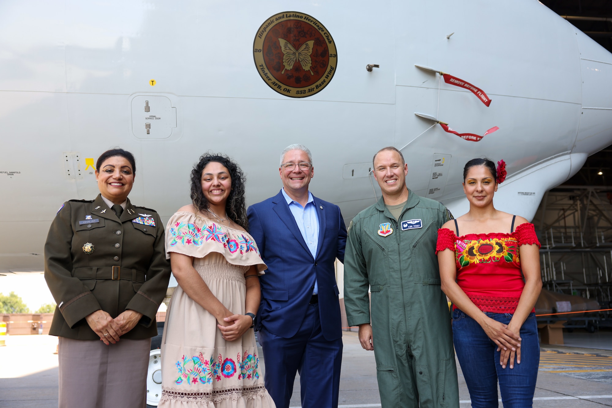 leadership in front of plane