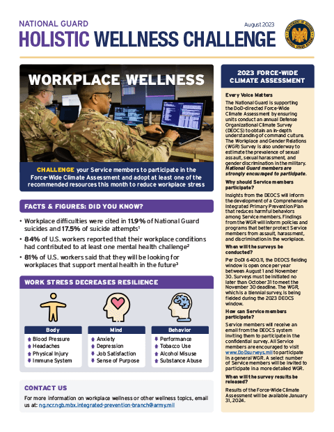 Holistic Wellness Challenge - Workplace Wellness - August 2023