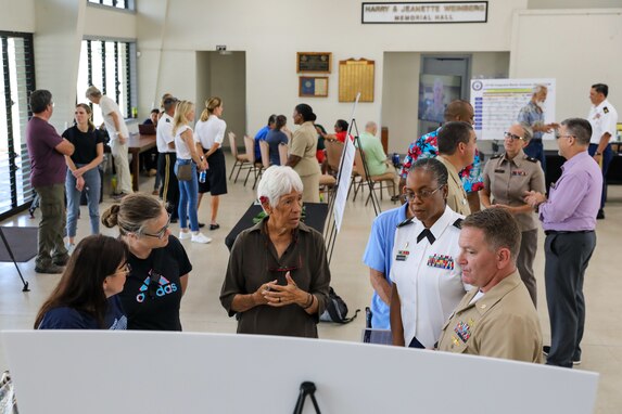 Joint Task Force-Red Hill (JTF-RH) leaders engage with local residents during the defueling open house at Ke’ehi Lagoon Memorial in Honolulu, Hawaii, Oct. 3, 2023.