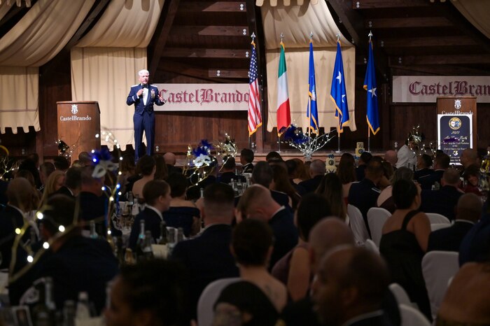 Maj. Gen. Barre R. Seguin speaks at the Air Force Ball.