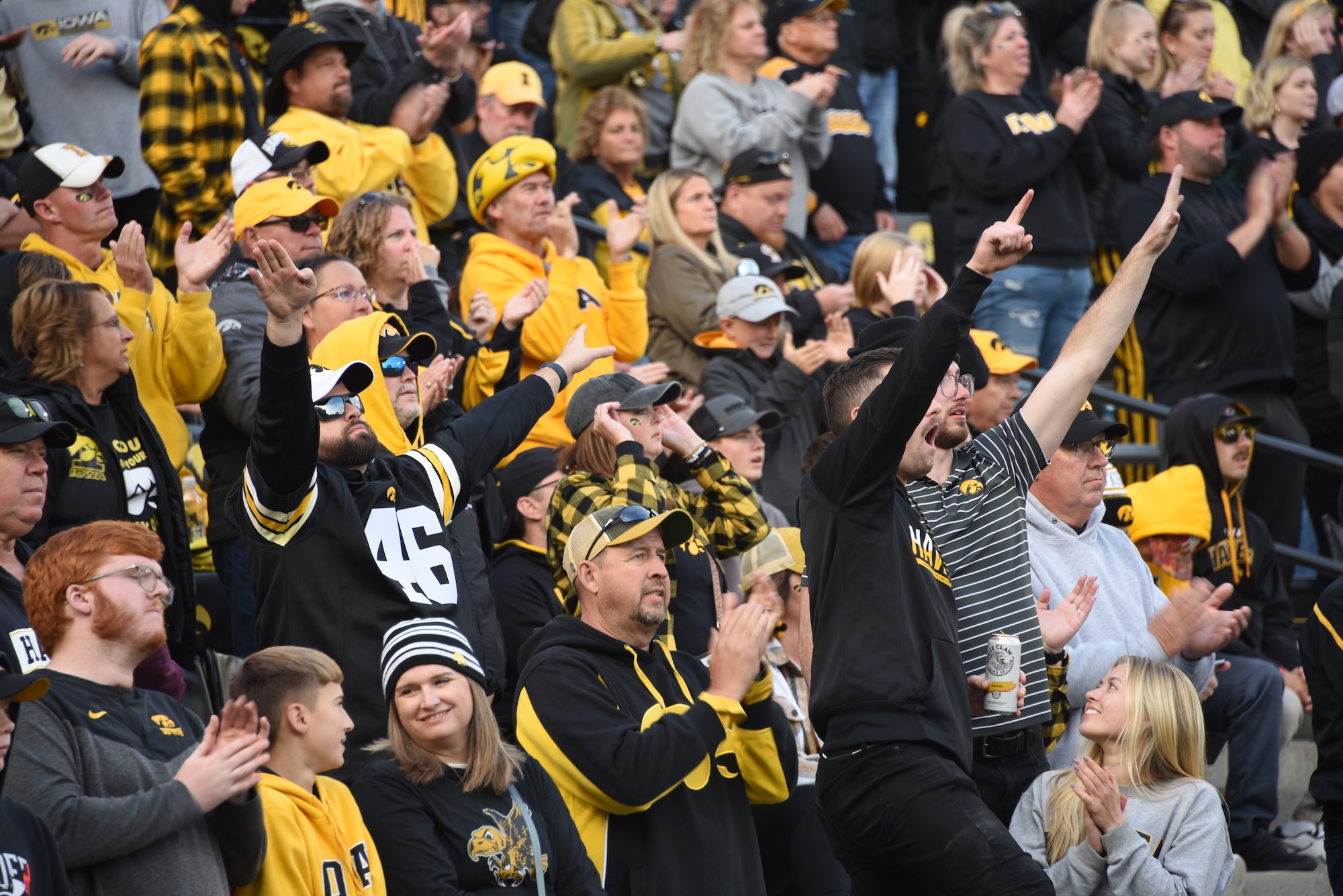 Fans fill the Kinnick Stadium at the University of Iowa in Iowa City to watch the Iowa vs Perdue football game.
