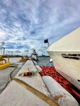 USCGC Myrtle Hazard (WPC 1139) and its sister ships prepare to get underway from U.S. Coast Guard Forces/Micronesia Sector Guam in Guam ahead of Tropical Storm Bolaven for storm avoidance on Oct. 8, 2023. Tropical Storm Bolaven strengthened after passing through the Federated States of Micronesia and is forecast to intensify through Tuesday afternoon, possibly becoming a typhoon. (U.S. Coast Guard photo by Chief Warrant Officer Sara Muir)