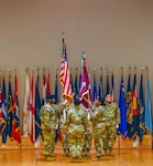 Command formation passing the flag at a change of responsibility ceremony.
