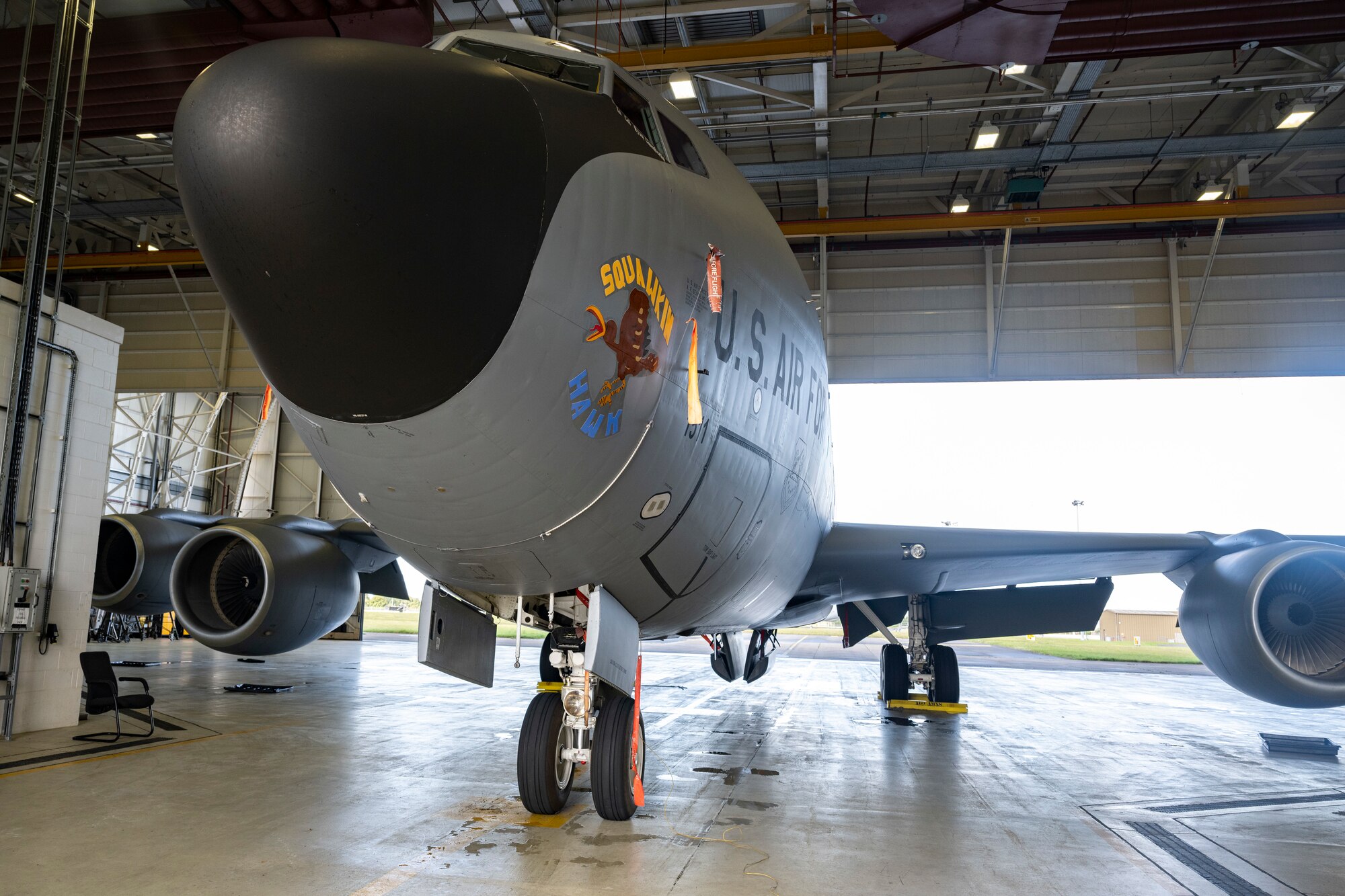 The nose art was installed to memorialize the 80th anniversary of the 8th Air Force for “Black Week” and honor the major losses from WWII.