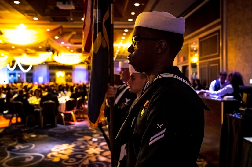 Service members and distinguished guests attend the Navy Ball in Atlantic City on October 6, 2023. The event also commemorated the U.S. Navy’s 248th birthday in service of the Department of Defense.