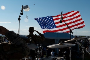 Man salutes flag