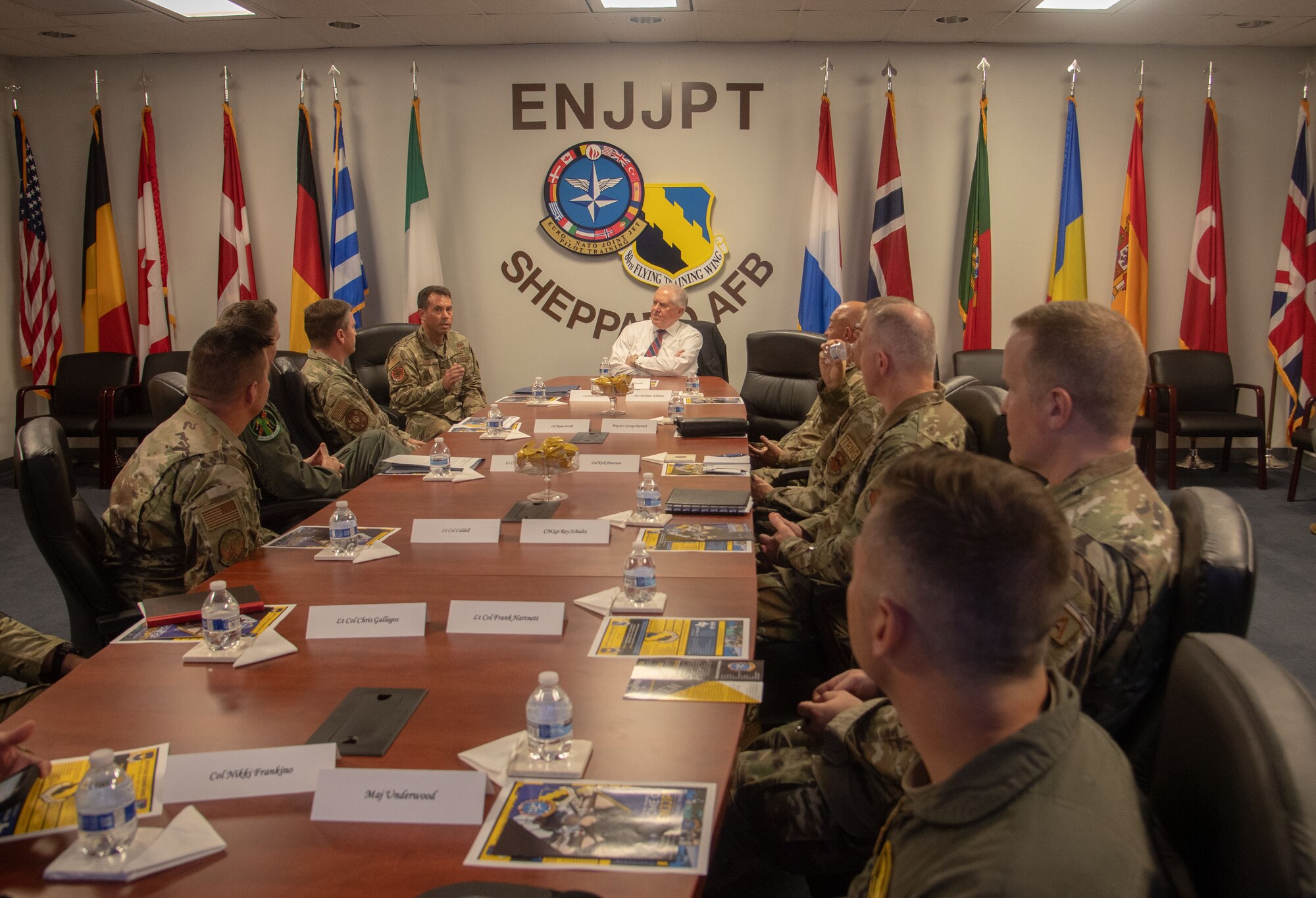 SECAF sits in the 80th TRW conference room with ENJJPT leaders.