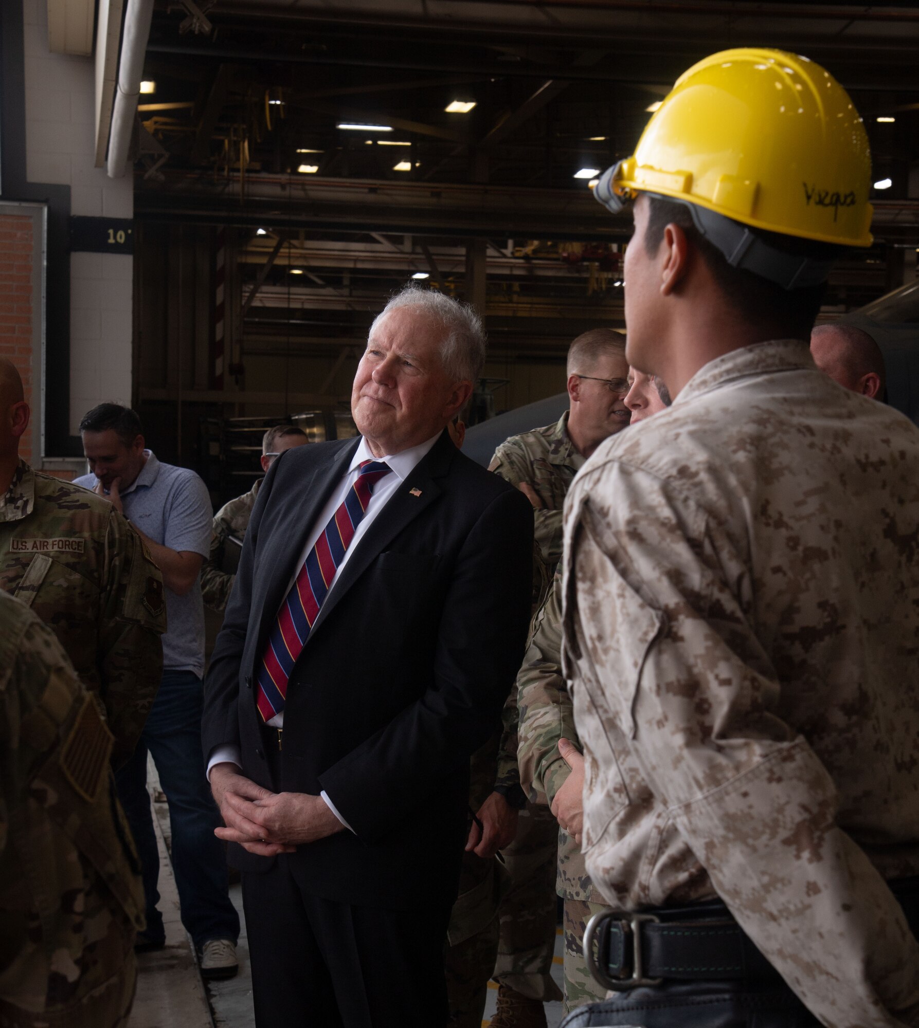 SECAF looks towards the 364th TRS communication poles.